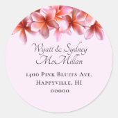 Sticker Rond Plumeria rose Nom et adresse Enveloppe Sceau (Devant)