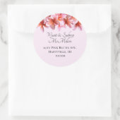Sticker Rond Plumeria rose Nom et adresse Enveloppe Sceau (Sac)