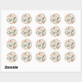 Sticker Rond Plumes de Boho et design feuille (Feuille)