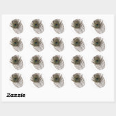 Sticker Rond Plumes de paon (Feuille)