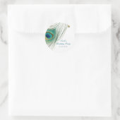 Sticker Rond Plumes de paon et points dorés Fête Boho Glam (Sac)