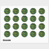 Sticker Rond Plumes de paon magnifiques (Feuille)