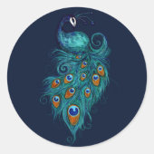 Sticker Rond Plumes de paon Peacocks Turquoises (Devant)