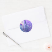 Sticker Rond Plumes de paon violet Glam Boho Party Favoriser (Enveloppe)