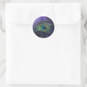 Sticker Rond Plumes de paon violet soyeux (Sac)