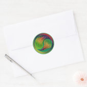 Sticker Rond Plumes de paon Yin Yang 3 (Enveloppe)