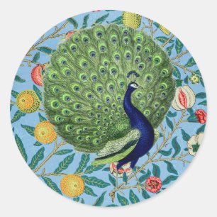 Sticker Rond Plumes de ventilateur Open vintage Peacock