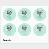 Sticker Rond Plumes En Forme De Coeur Merci Mariage (Feuille)