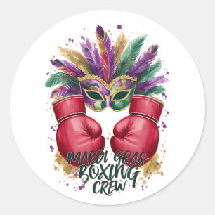 Sticker Rond Plumes Masquerade Mardi Gras Festive Boxe Gant
