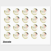 Sticker Rond Plumes PixDezines/Vert/Orange (Feuille)