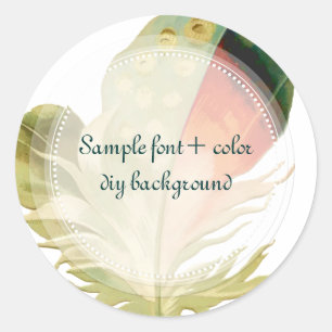 Sticker Rond Plumes PixDezines/Vert/Orange