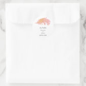 Sticker Rond Plumes rose et or Enregistrer la date (Sac)
