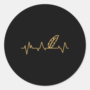 Sticker Rond Plumes Vintage Heartbeat Amour Peuples autochtones