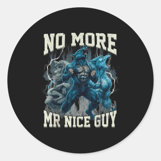 Sticker Rond Plus de Monsieur Gentil Mème de Loup Alpha Drôle P (Devant)