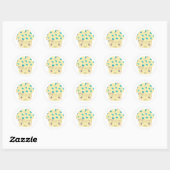 Sticker Rond Plus de visages de muffin Kawaii (Feuille)