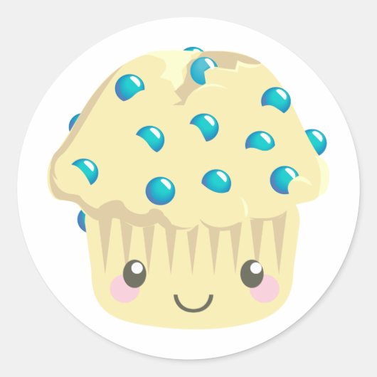 Sticker Rond Plus de visages de muffin Kawaii (Devant)