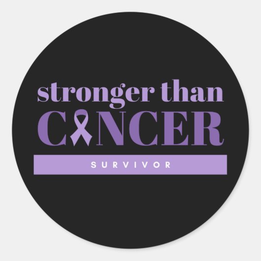 Sticker Rond Plus fort que le cancer Survivant Violet (Devant)