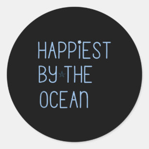 Sticker Rond Plus heureux au bord de la plage océanique amour v