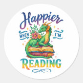 Sticker Rond Plus heureux quand je lis (Devant)