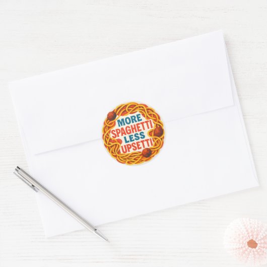 Sticker Rond Plus Spaghetti moins Upsetti Funny Inspiration (Enveloppe)