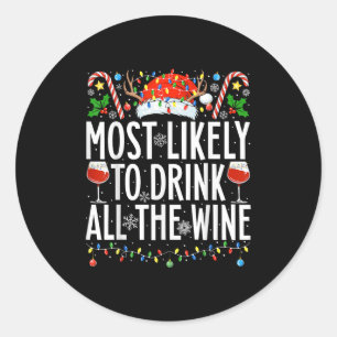 Sticker Rond Plus susceptible de boire tout le vin Xmas Famille