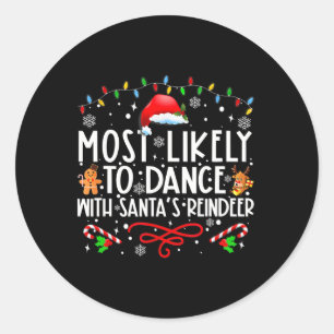 Sticker Rond Plus susceptible de danser avec la famille de renn