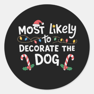 Sticker Rond Plus Susceptible de Décorer le Chien Noël Xmas