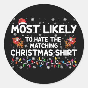 Sticker Rond Plus susceptible de détester Noël assorti