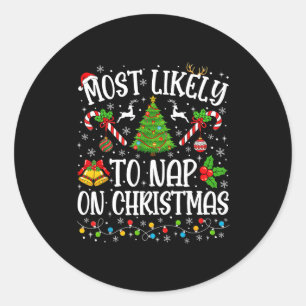 Sticker Rond Plus susceptible de faire la sieste à Noël Famille