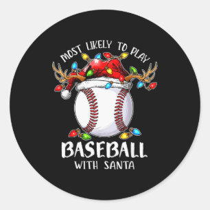 Sticker Rond Plus susceptible de jouer au baseball avec le Père