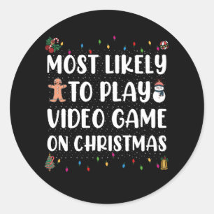 Sticker Rond Plus susceptible de jouer aux jeux vidéo à Noël Ga