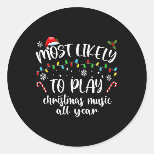 Sticker Rond Plus susceptible de jouer de la musique de Noël to