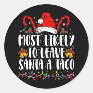 Sticker Rond Plus susceptible de laisser un taco au Père Noël F