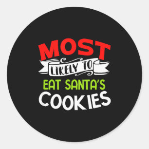 Sticker Rond Plus susceptible de manger les cookies du Père Noë