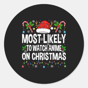 Sticker Rond Plus susceptible de regarder des animés à Noël Ani