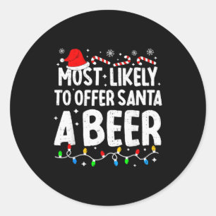 Sticker Rond Plus susceptible d'offrir une bière à Santa Famill