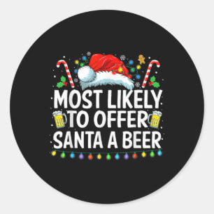 Sticker Rond Plus susceptible d'offrir une bière au Père Noël A