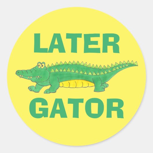 Sticker Rond Plus tard Gator Cute Cartoon Alligator Reptile Zoo (Devant)
