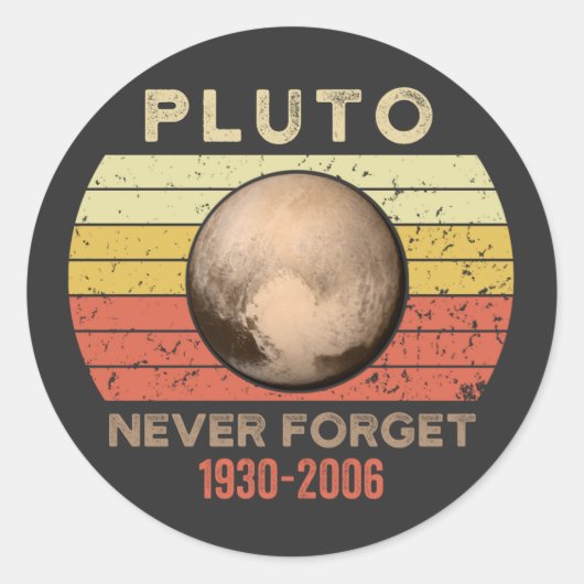 Sticker Rond pluto jamais oublier, eris, lune, astronomie, astr (Devant)