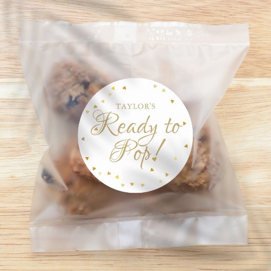 Sticker Rond Plutôt Gold Love Coeurs Prêt À Pop Baby shower