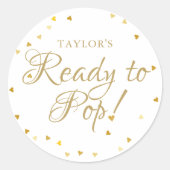 Sticker Rond Plutôt Gold Love Coeurs Prêt À Pop Baby shower (Devant)