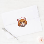 Sticker Rond Plutôt Orange Tabby Cat ・ Personnalisé (Enveloppe)
