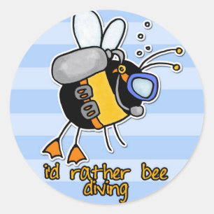 Sticker Rond plutôt plongée d'abeille