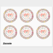 Sticker Rond Plutôt rose Coeur Floral Grandmillenial (Feuille)