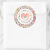 Sticker Rond Plutôt rose Coeur Floral Grandmillenial (Sac)