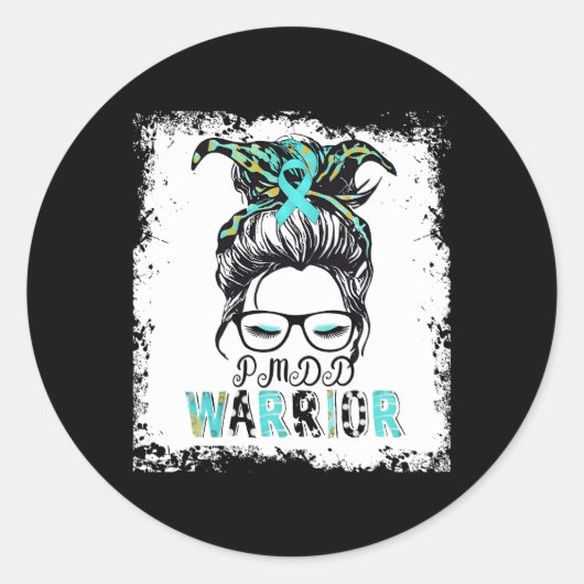 Sticker Rond Pmdd Warrior Maman Ribbon Sensibilisation Messy Bu (Devant)