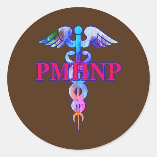 Sticker Rond PMHNP Caduceus (Devant)