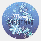 Sticker Rond Pneus Ornés De Cristal Blanc D'Hiver Sur Bleu (Devant)