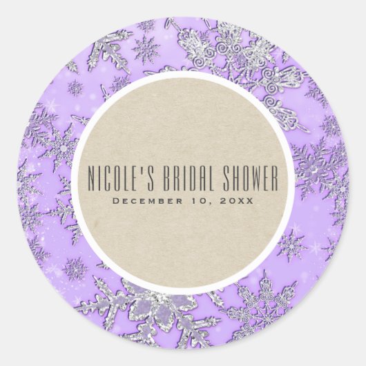 Sticker Rond Pneus violets hiver Wonderland Rustic Favoriser (Devant)