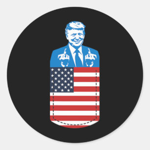 Sticker Rond Poche de doigt du milieu de Trump 2020 Élection Ét
